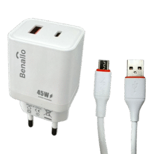 Chargeur Rapide Benallo 45W PD + CABLE TYPE-C TO TYPE-C
